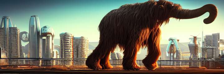 Mammoth in an urban landscape