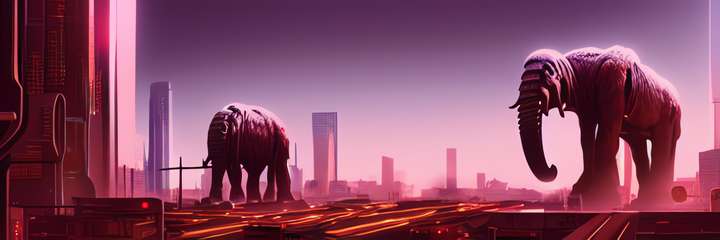 Mammoths in an urban landscape