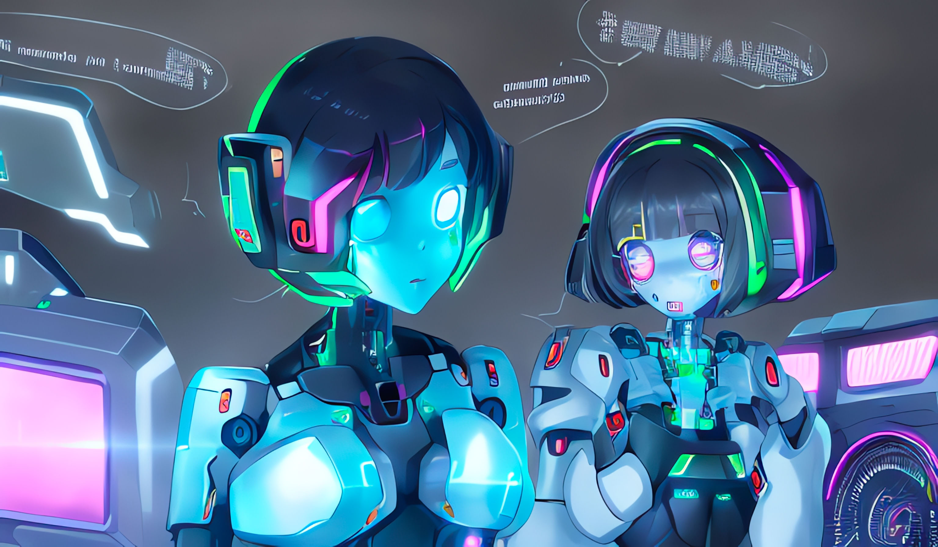 Two female robots communicating